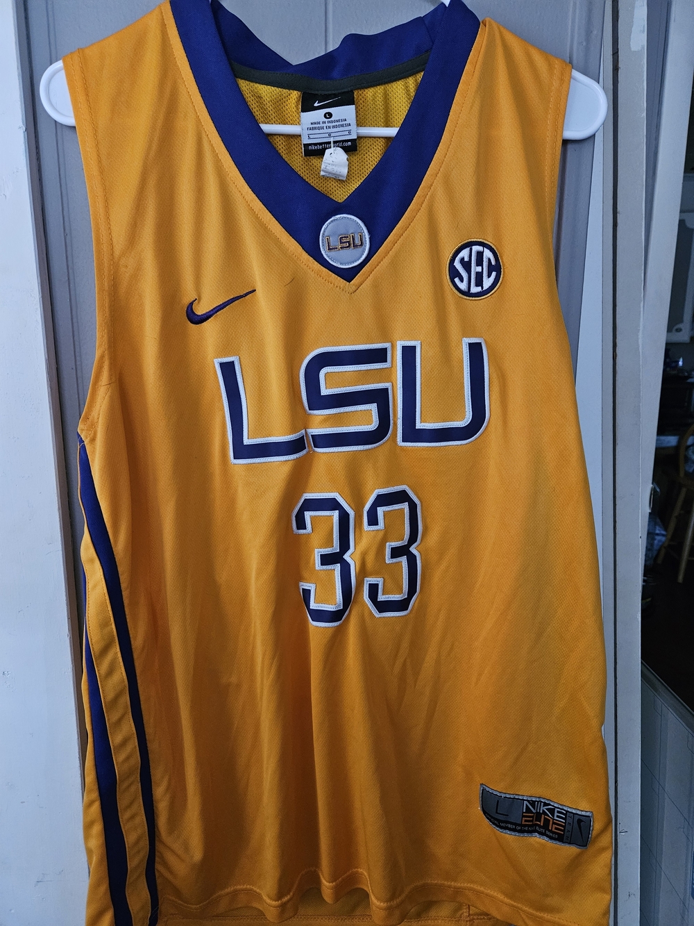 Nike LSU #33 Gold Basketball Jersey